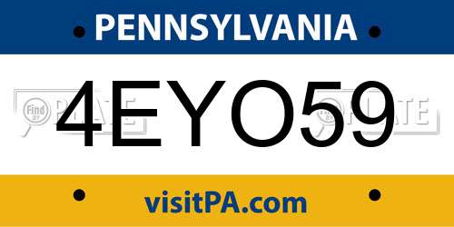 4EYO59 Pennsylvania License Plate