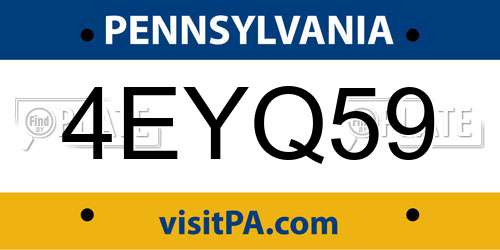 4EYQ59 Pennsylvania License Plate