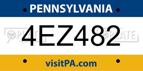 4EZ482 Pennsylvania License Plate