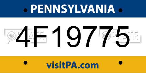 4F19775 Pennsylvania License Plate