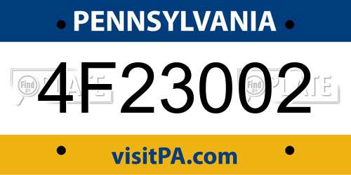 4F23002 Pennsylvania License Plate