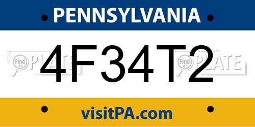 4F34T2 Pennsylvania License Plate