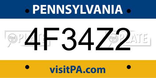 4F34Z2 Pennsylvania License Plate