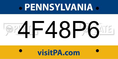4F48P6 Pennsylvania License Plate