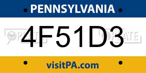 4F51D3 Pennsylvania License Plate