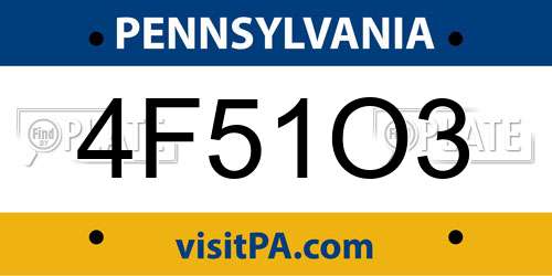 4F51O3 Pennsylvania License Plate