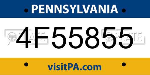 4F55855 Pennsylvania License Plate