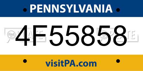 4F55858 Pennsylvania License Plate