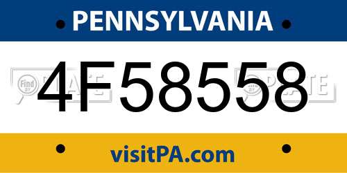 4F58558 Pennsylvania License Plate