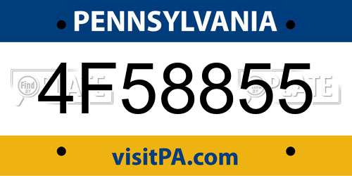 4F58855 Pennsylvania License Plate