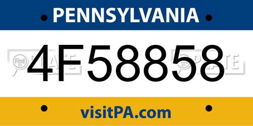 4F58858 Pennsylvania License Plate