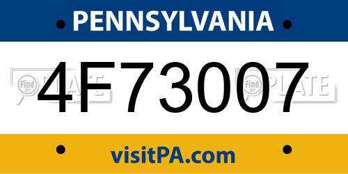 4F73007 Pennsylvania License Plate