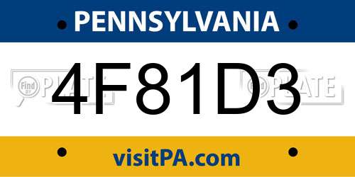 4F81D3 Pennsylvania License Plate