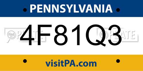 4F81Q3 Pennsylvania License Plate