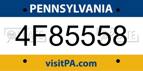 4F85558 Pennsylvania License Plate