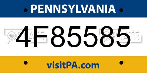 4F85585 Pennsylvania License Plate