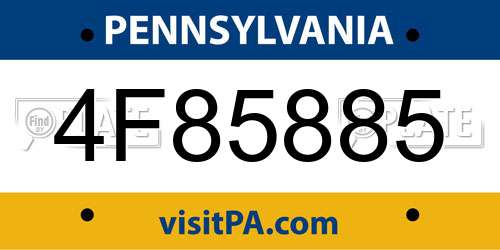 4F85885 Pennsylvania License Plate