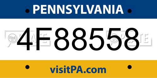 4F88558 Pennsylvania License Plate