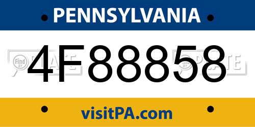 4F88858 Pennsylvania License Plate