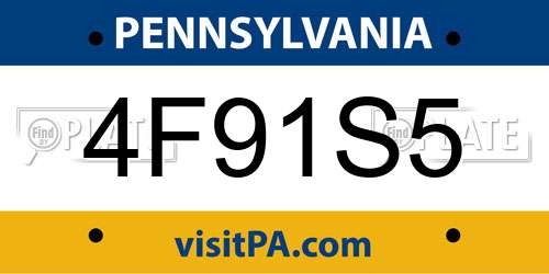 4F91S5 Pennsylvania License Plate