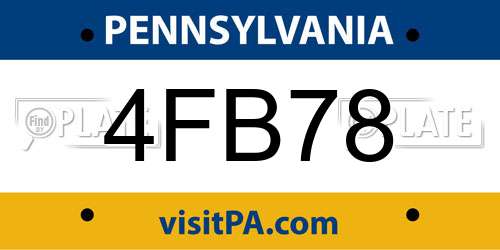 4FB78 Pennsylvania License Plate