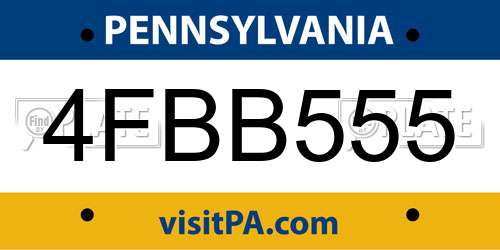 4FBB555 Pennsylvania License Plate