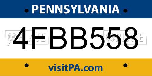 4FBB558 Pennsylvania License Plate