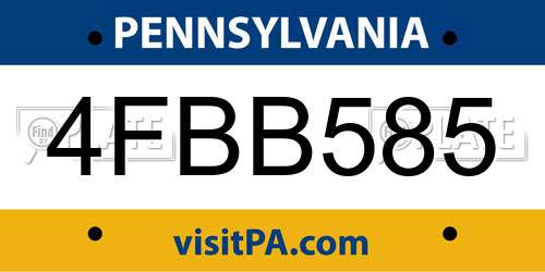4FBB585 Pennsylvania License Plate