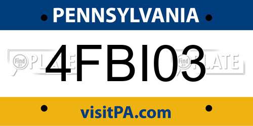 4FBI03 Pennsylvania License Plate