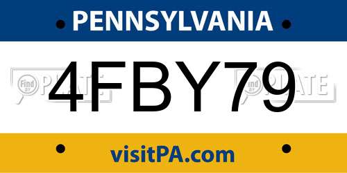 4FBY79 Pennsylvania License Plate