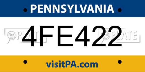 4FE422 Pennsylvania License Plate
