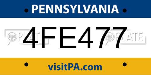 4FE477 Pennsylvania License Plate