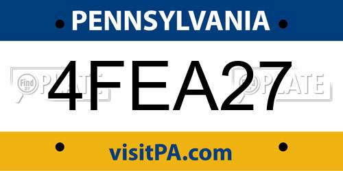 4FEA27 Pennsylvania License Plate