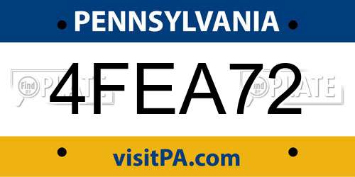4FEA72 Pennsylvania License Plate