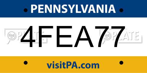 4FEA77 Pennsylvania License Plate