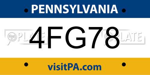 4FG78 Pennsylvania License Plate