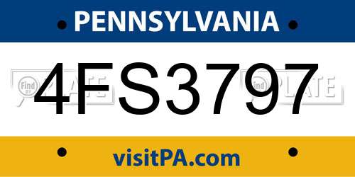 4FS3797 Pennsylvania License Plate