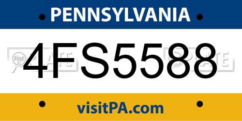 4FS5588 Pennsylvania License Plate