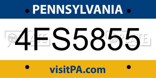 4FS5855 Pennsylvania License Plate