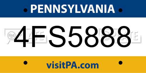 4FS5888 Pennsylvania License Plate