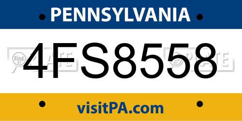 4FS8558 Pennsylvania License Plate