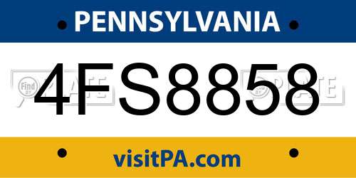 4FS8858 Pennsylvania License Plate