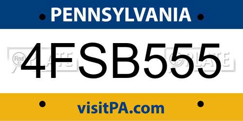 4FSB555 Pennsylvania License Plate