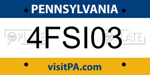 4FSI03 Pennsylvania License Plate
