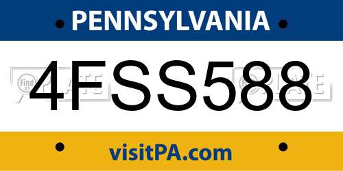 4FSS588 Pennsylvania License Plate