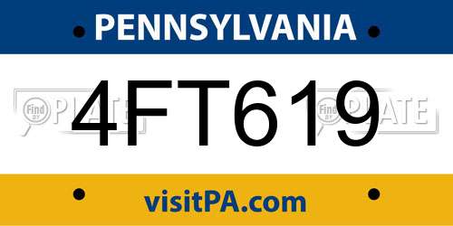 4FT619 Pennsylvania License Plate