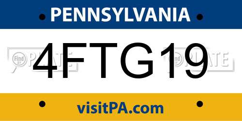 4FTG19 Pennsylvania License Plate