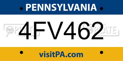 4FV462 Pennsylvania License Plate