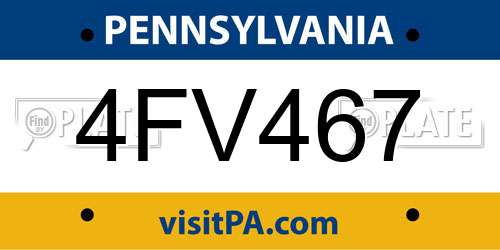 4FV467 Pennsylvania License Plate