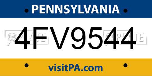 4FV9544 Pennsylvania License Plate